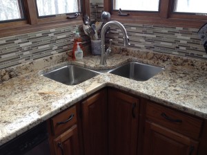 Custom tile backsplash with granite